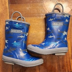 L.L.Bean toddler Rain Boots, size 9, blue with sharks